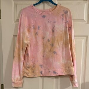 Universal Thread Pink & Cream Tie-Dye Crewneck Sweater
